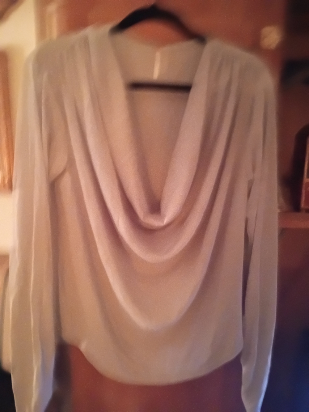 Free People Women's Draped Cowl Neck Long Sleeve Semi Sheer Top